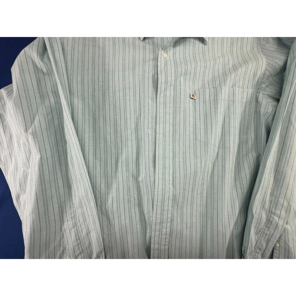 Vintage Ralph Lauren Polo Jeans‎ Men Dress Shirt Striped Green Size XL